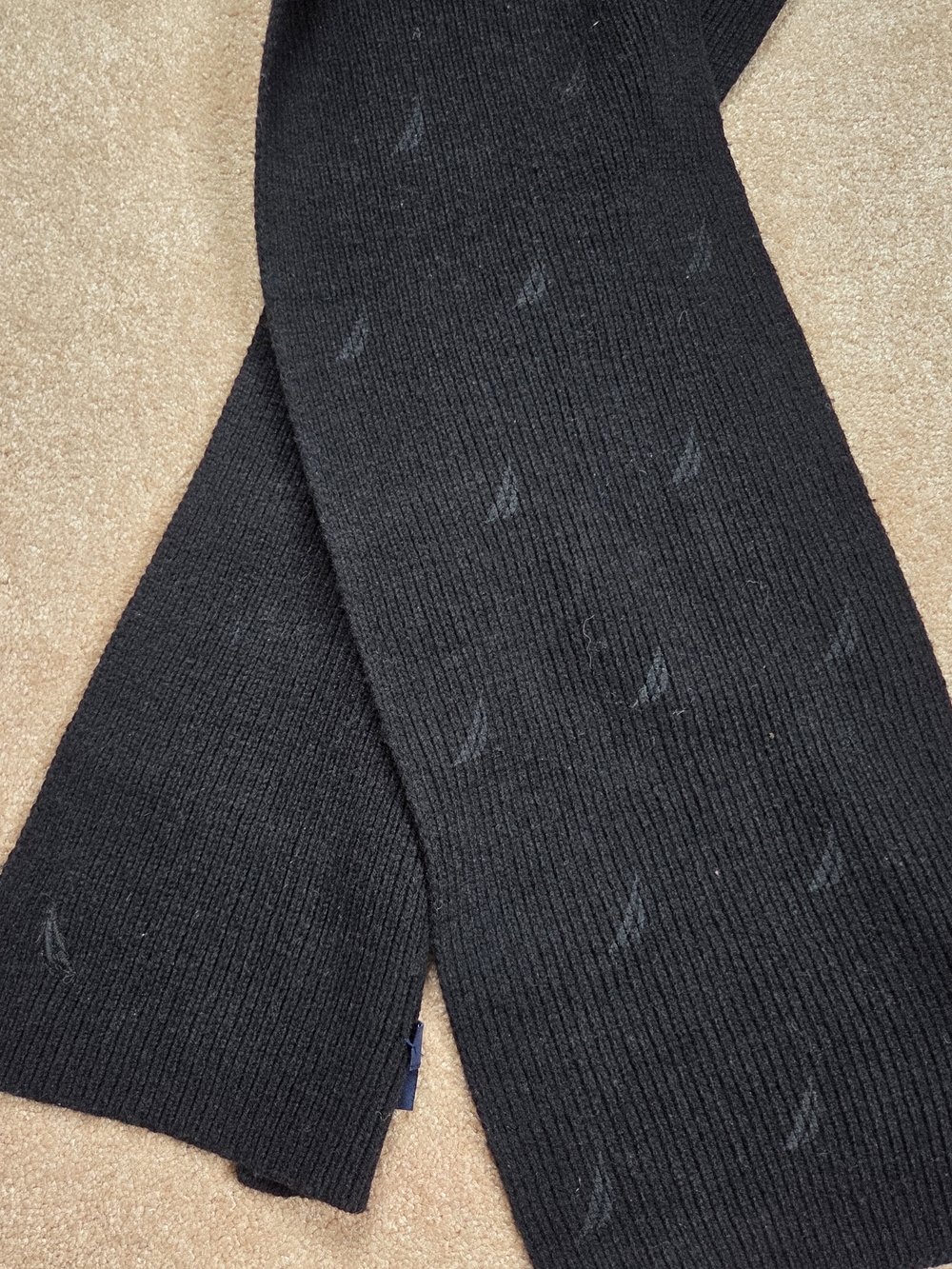 Nautica Black Ribbed Knit Men's Scarf